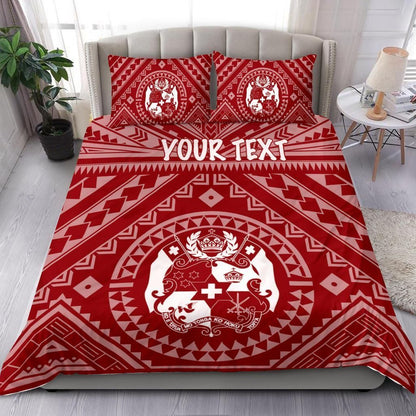 Tonga Personalised Bedding Set - Tonga Seal With Polynesian Tattoo Style (Red)