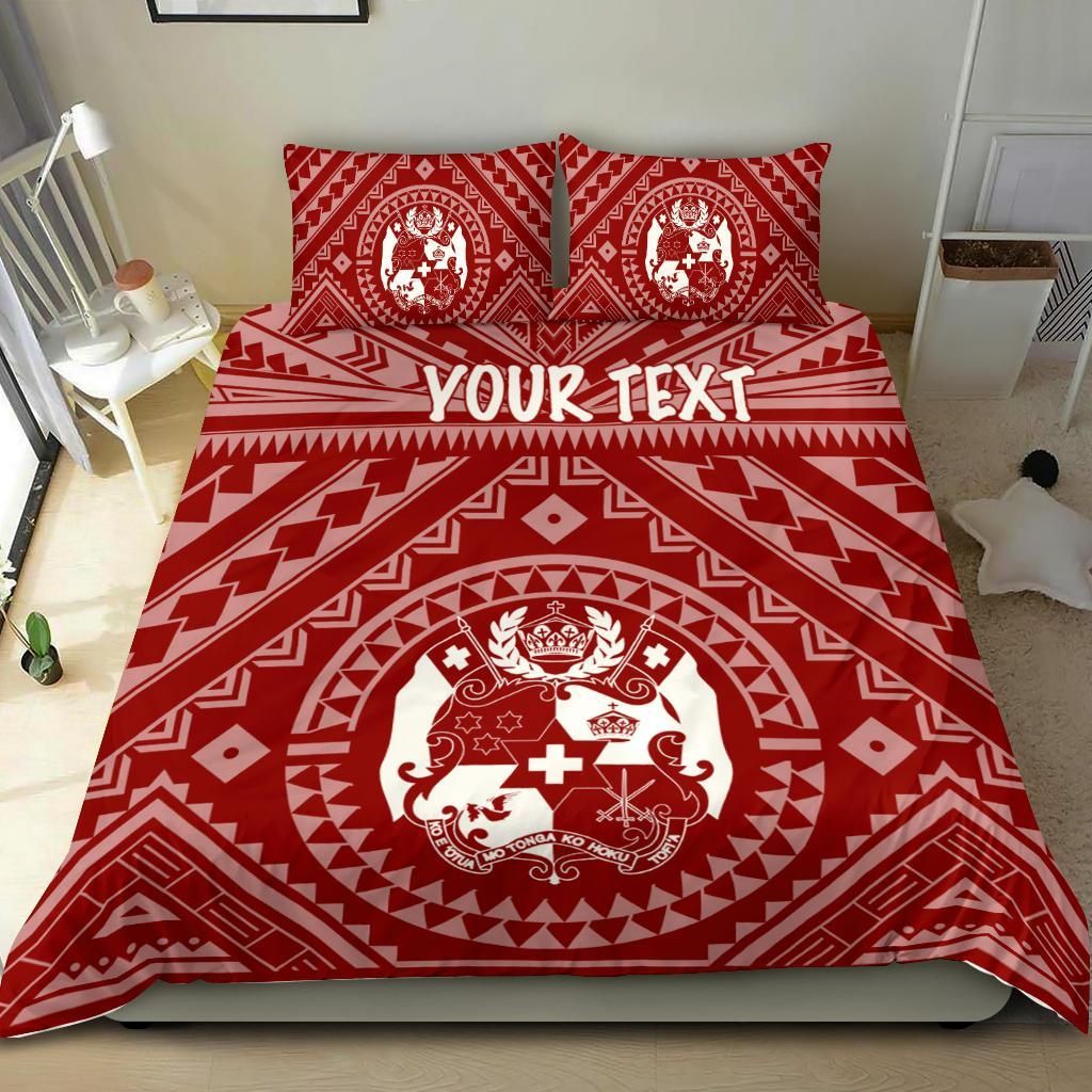 Tonga Personalised Bedding Set - Tonga Seal With Polynesian Tattoo Style (Red)