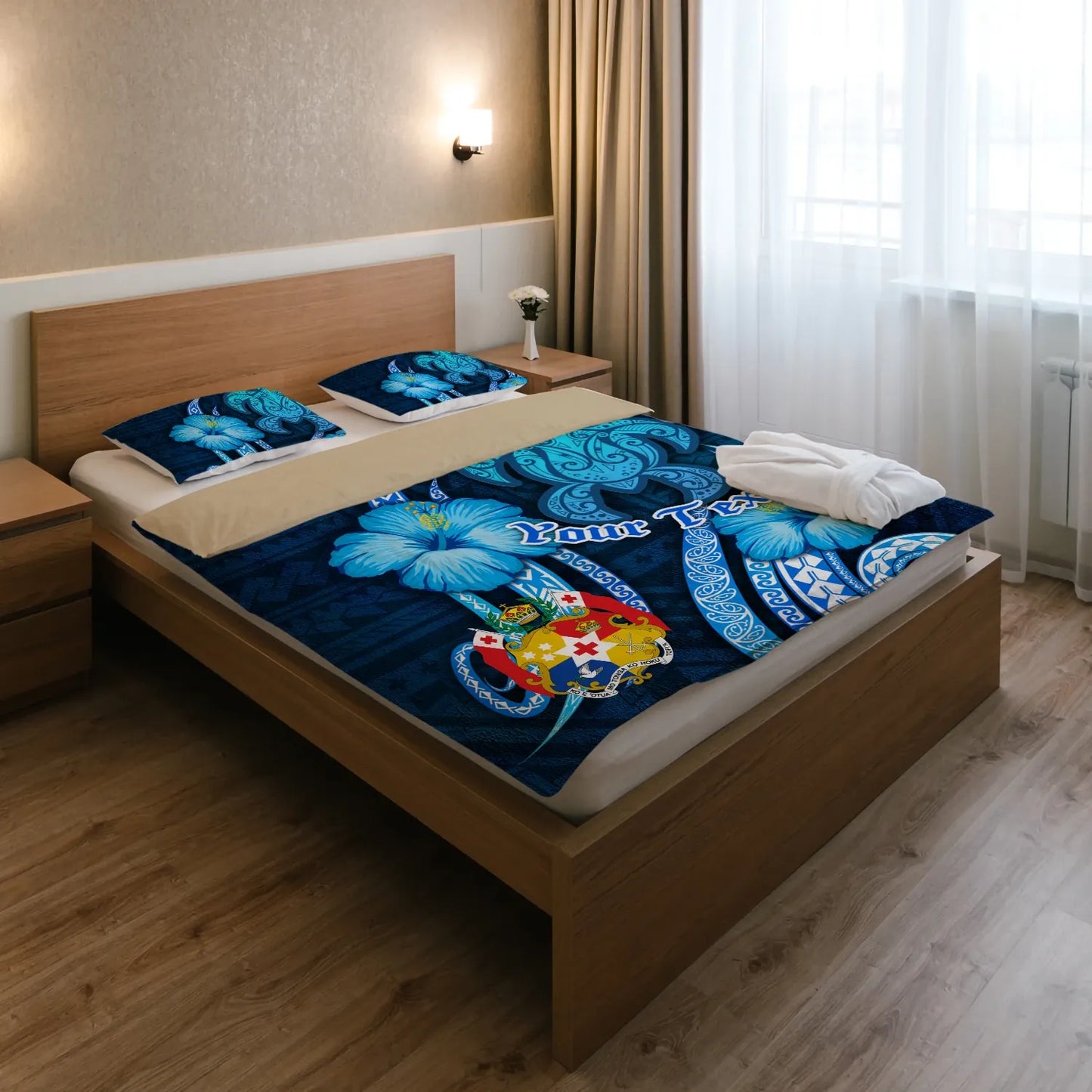 Tonga Personalised Bedding Set - Turtle And Tribal Tattoo Of Polynesian