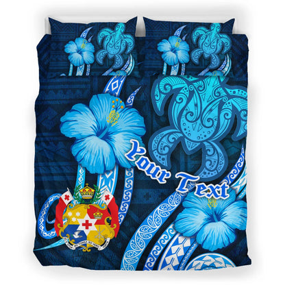 Tonga Personalised Bedding Set - Turtle And Tribal Tattoo Of Polynesian