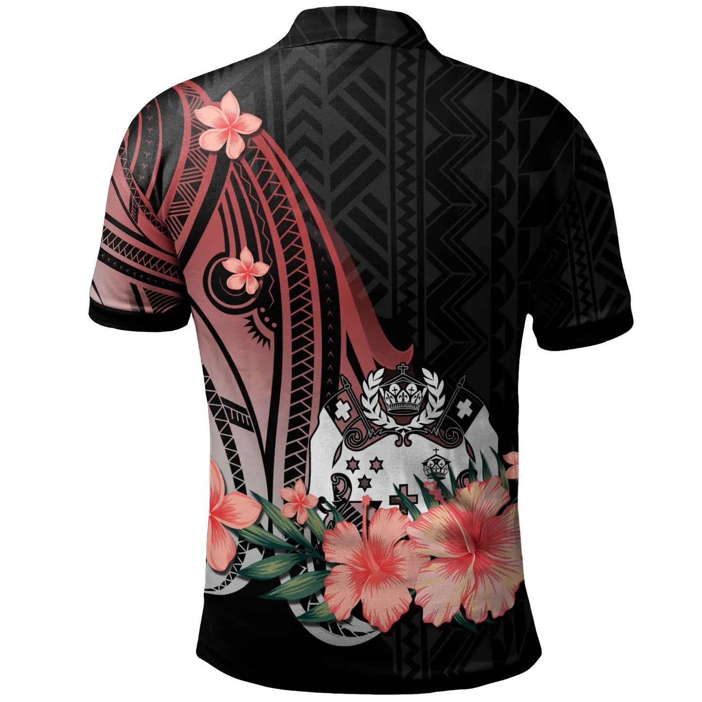 Tonga Personalised Custom Polo Shirt - Red Polynesian Hibiscus Pattern Style
