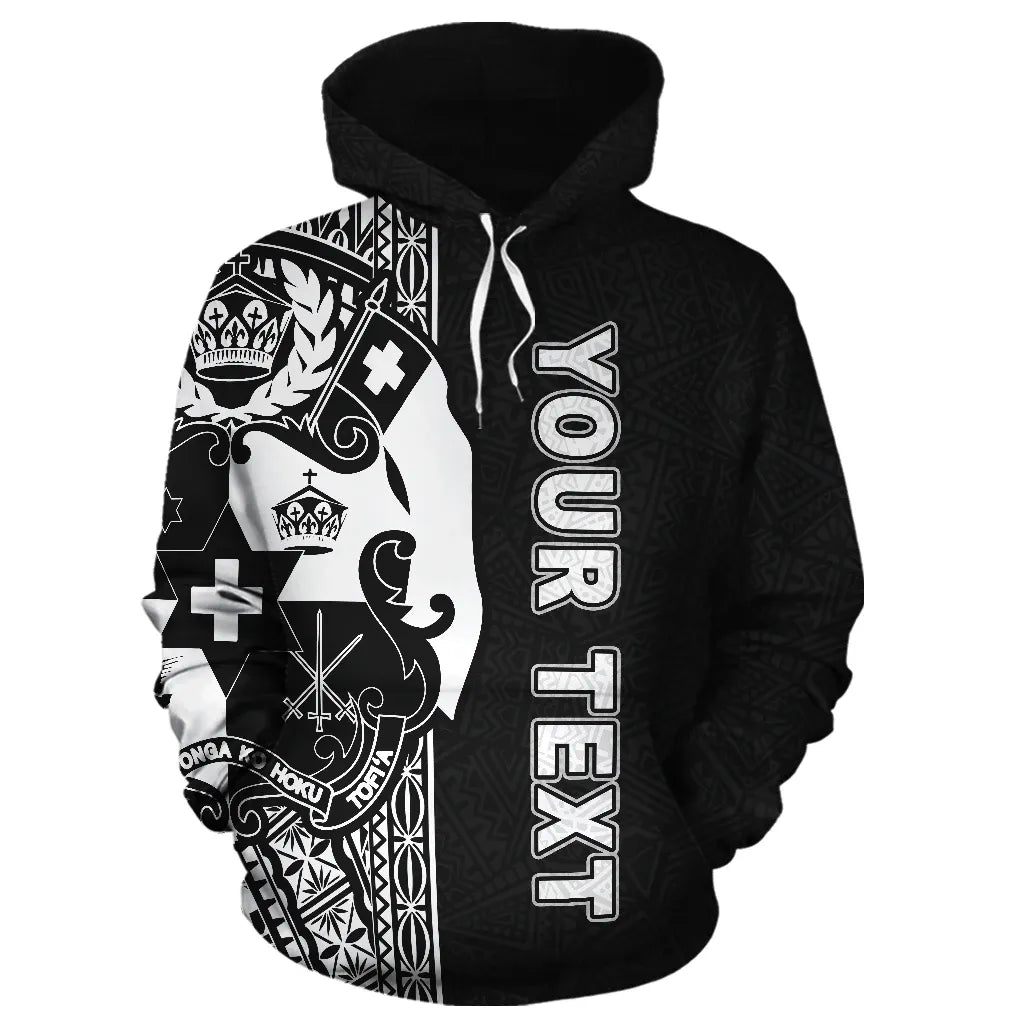 Tonga Personalised Custom Polynesian Hoodie - Black Line