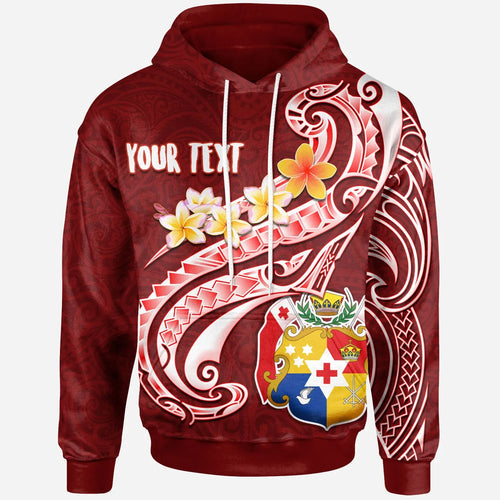 Tonga Personalised Hoodie - Tonga Coat Of Arms With Polynesian Patterns