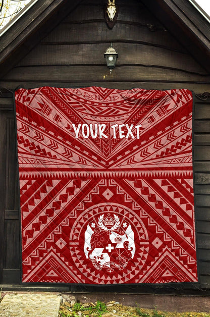 Tonga Personalised Premium Quilt - Tonga Seal With Polynesian Tattoo Style (Red)