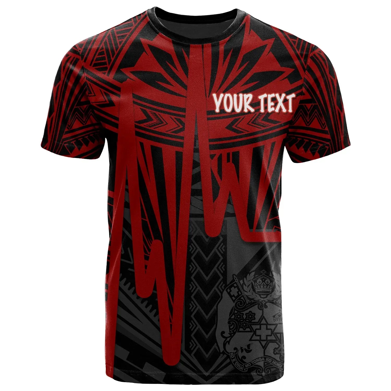 Tonga Personalised T - Shirt - Tonga Seal In Heartbeat Patterns Style (Red)