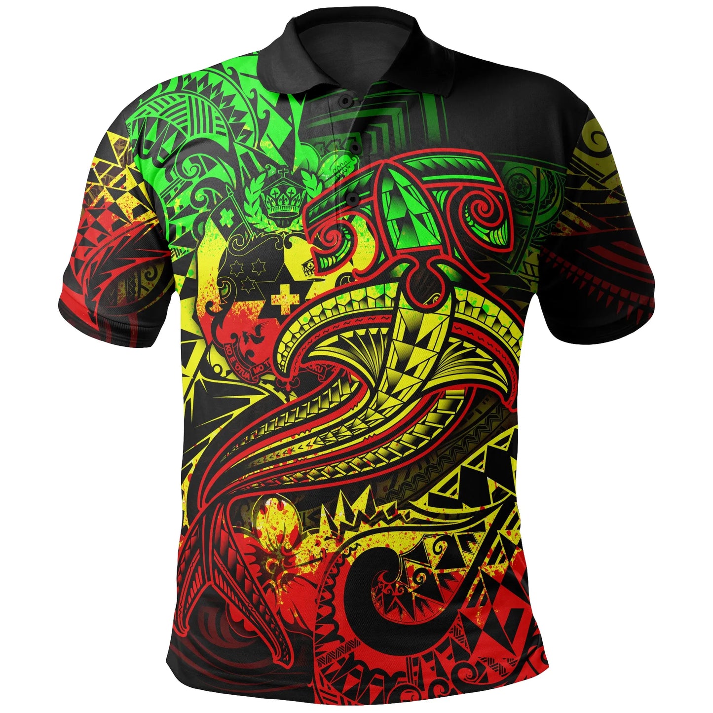 Tonga Polo Shirt- Reggae Shark Polynesian Tattoo
