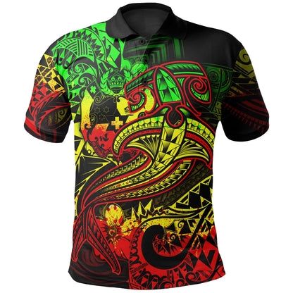 Tonga Polo Shirt- Reggae Shark Polynesian Tattoo