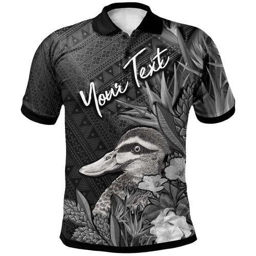 Tonga Polo Shirts - Custom Personalised Pacific Black Duck With Tropical Flowers