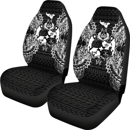 Tonga Car Seat Cover - Tonga Coat Of Arms Map Black