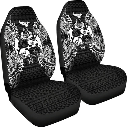 Tonga Car Seat Cover - Tonga Coat Of Arms Map Black