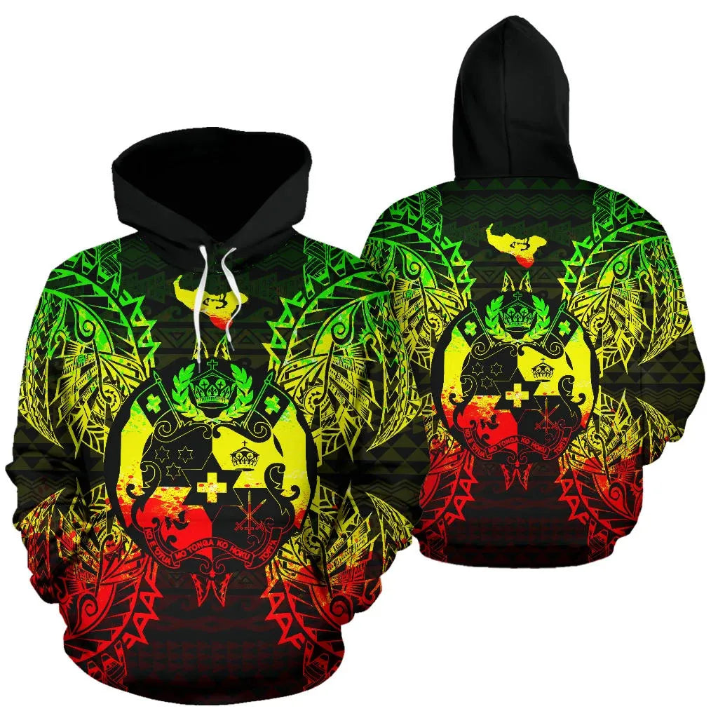Tonga Polynesian ll Over Hoodie Map Reggae