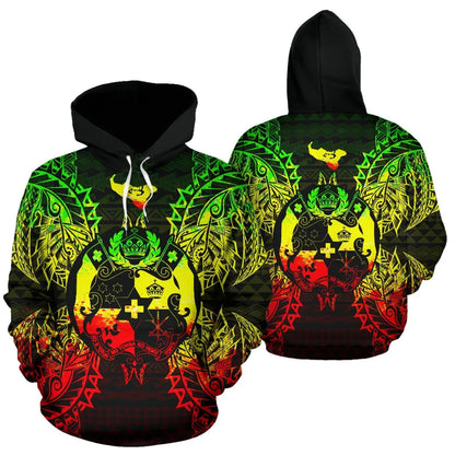 Tonga Polynesian ll Over Hoodie Map Reggae