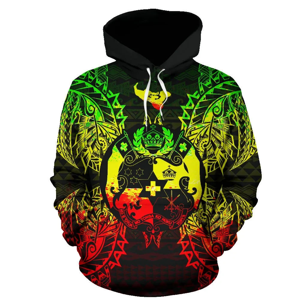 Tonga Polynesian ll Over Hoodie Map Reggae