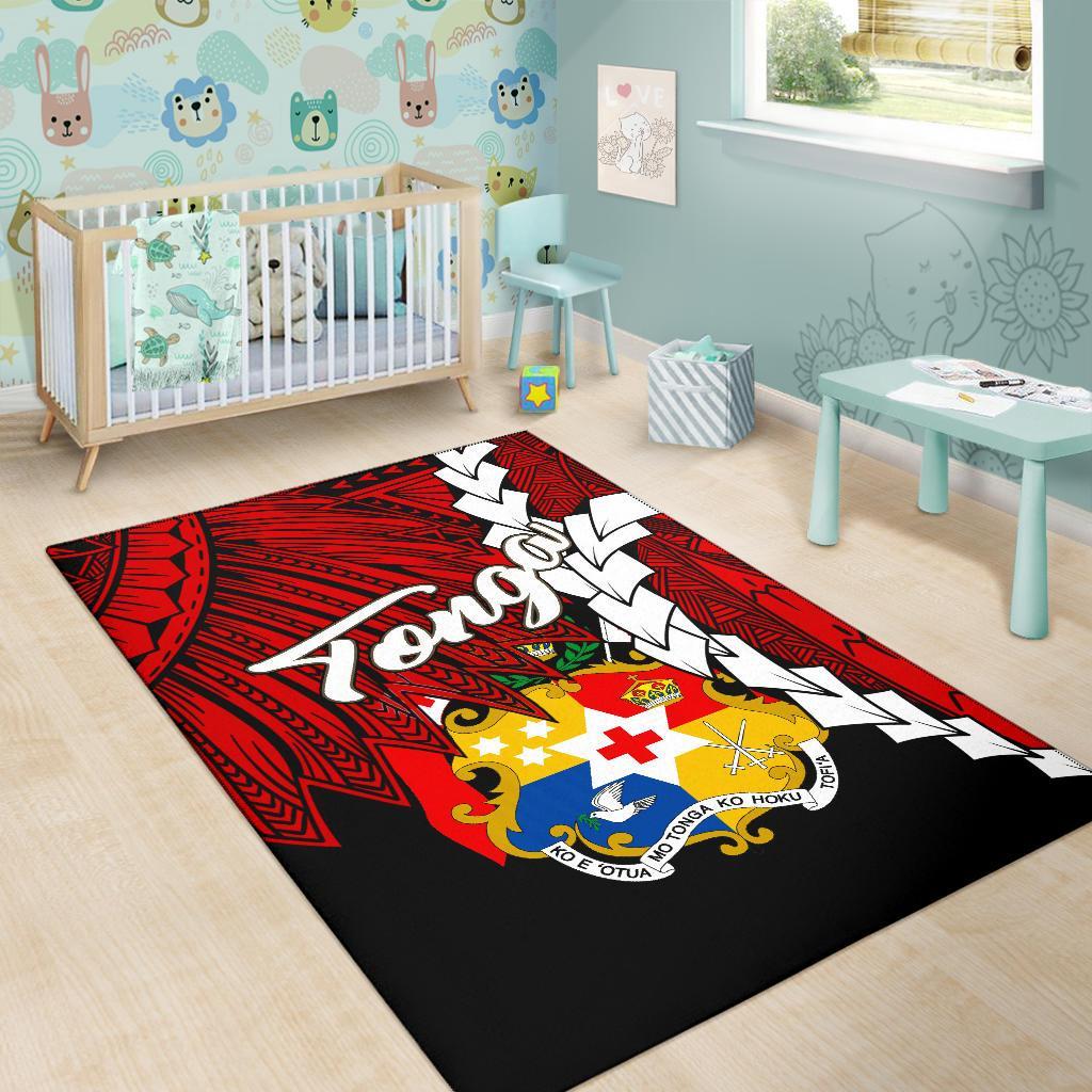 Tonga Polynesian Are Rug - Tribal Wave Tattoo Flag Color