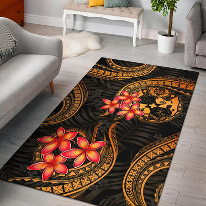 Tonga Polynesian Area Rug - Gold Plumeria