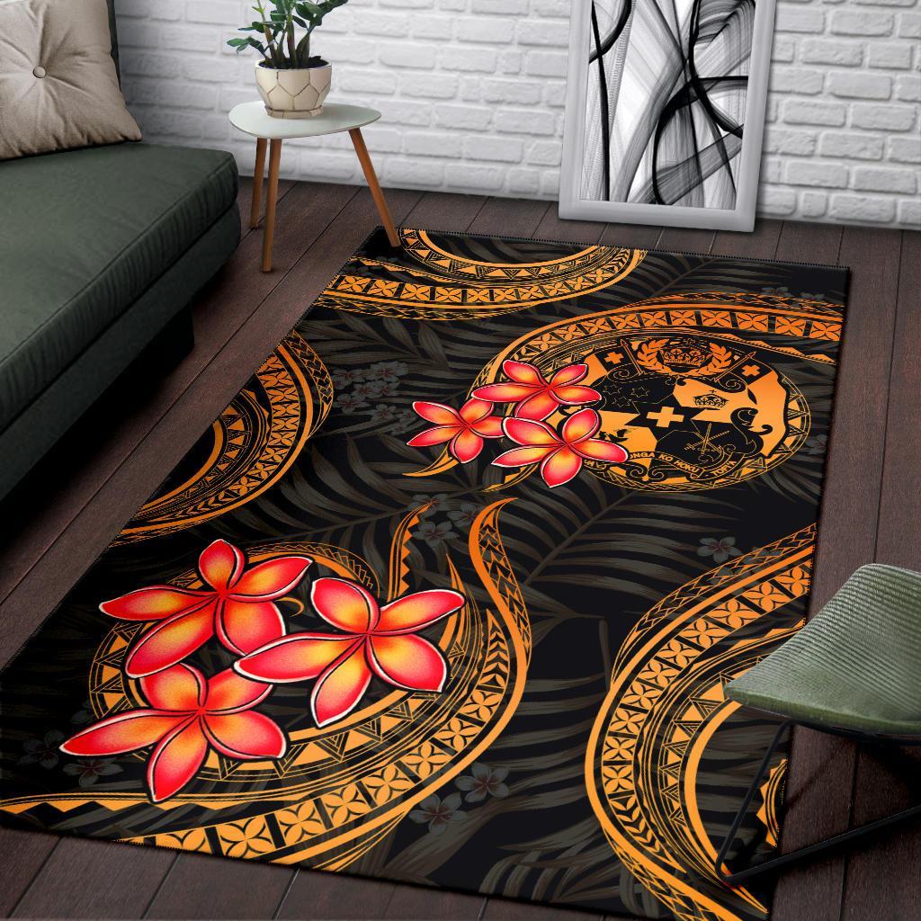 Tonga Polynesian Area Rug - Gold Plumeria