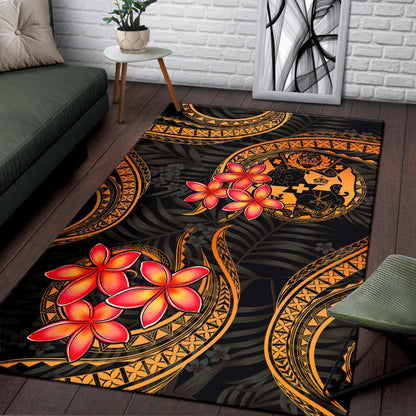 Tonga Polynesian Area Rug - Gold Plumeria