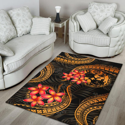 Tonga Polynesian Area Rug - Gold Plumeria