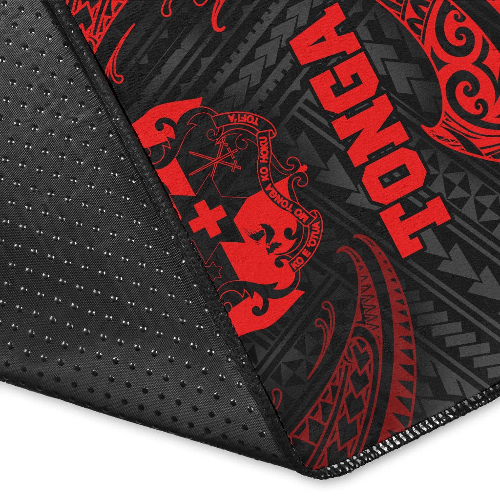 Tonga Polynesian Area Rug - Red Tribal Wave