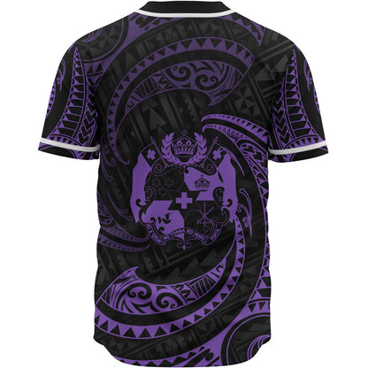 Tonga Polynesian Baseball Shirt - Purple Tribal Wave