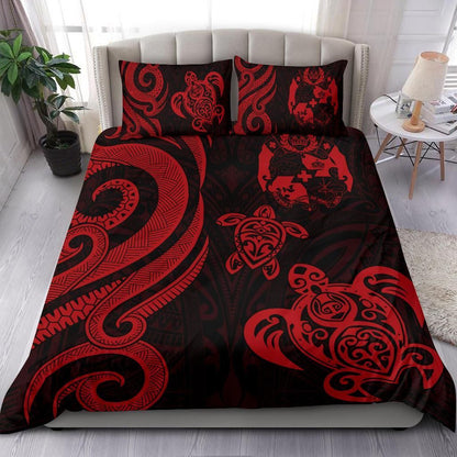 Tonga Polynesian Bedding Set - Red Tentacle Turtle