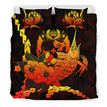 Tonga Polynesian Bedding Set - Swordfish With Hibiscus