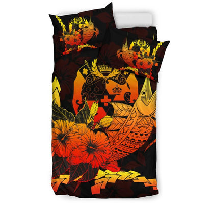 Tonga Polynesian Bedding Set - Swordfish With Hibiscus