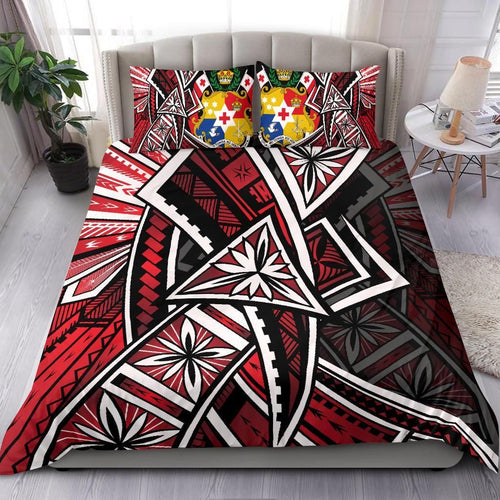 Tonga Polynesian Bedding Set - Tribal Flower Special Pattern Red Color
