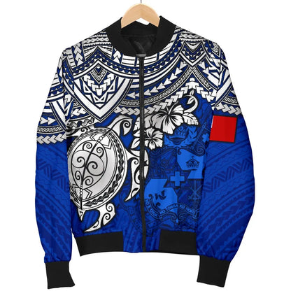Tonga Polynesian Bomber Jacket - Blue Turtle