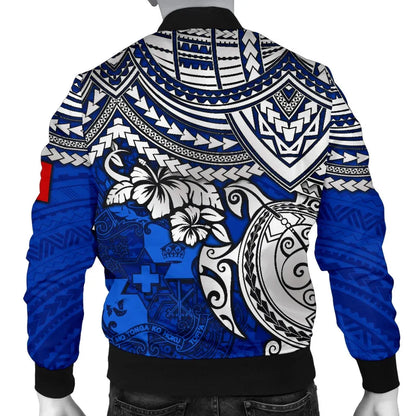 Tonga Polynesian Bomber Jacket - Blue Turtle