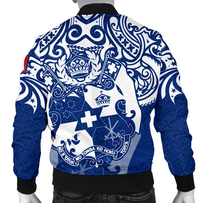 Tonga Polynesian Bomber Jacket - Tongan Pride (Bright Blue)