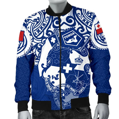 Tonga Polynesian Bomber Jacket - Tongan Pride (Bright Blue)