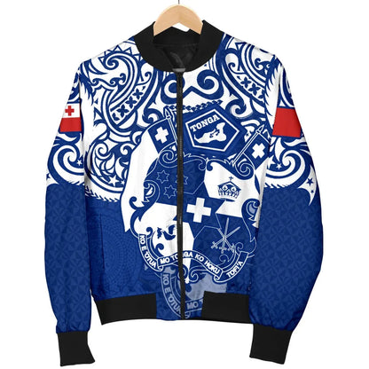 Tonga Polynesian Bomber Jacket - Tongan Pride (Bright Blue)