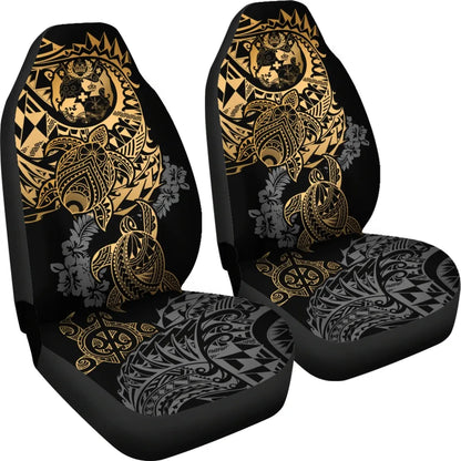 Tonga Polynesian Car Seat Covers - Gold Turtle Flowing