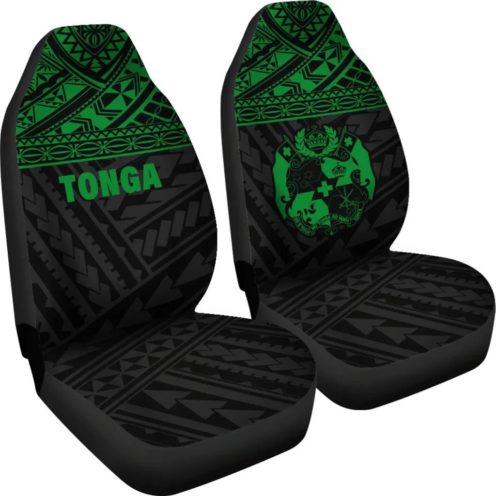 Tonga Car Seat Covers - Tonga Green Coat Of Arms Polynesian Tattoo