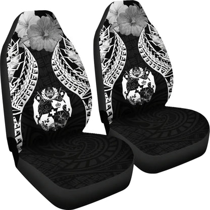 Tonga Polynesian Car Seat Covers Pride Seal And Hibiscus Black