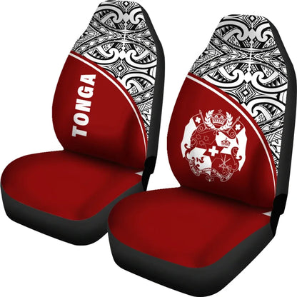 Tonga Car Seat Covers - Tonga Coat Of Arms Polynesian Tattoo Red Curve