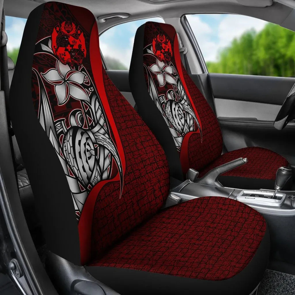 Tonga Polynesian Car Seat Covers Red - Turtle With Hook