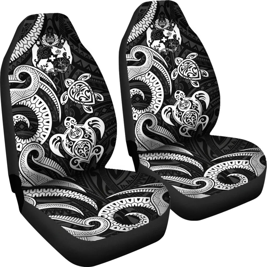 Tonga Polynesian Car Seat Covers - White Tentacle Turtle