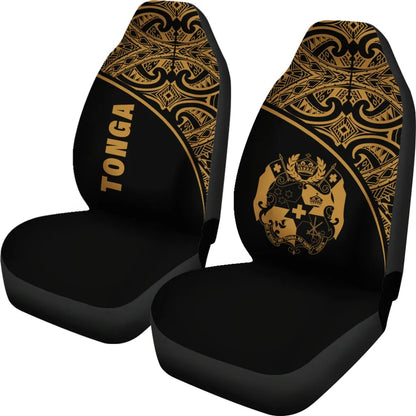 Tonga Car Seat Covers - Tonga Coat Of Arms Polynesian Tattoo Yellow Curve