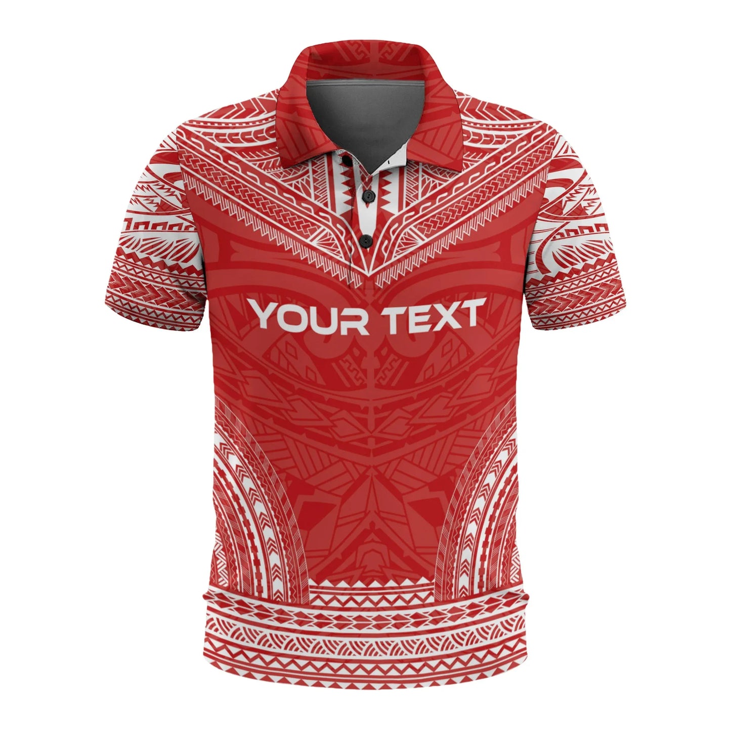 Tonga Custom Personalised Polo Shirt - Tonga Coat Of Arms Polynesian Chief Tattoo Red Version