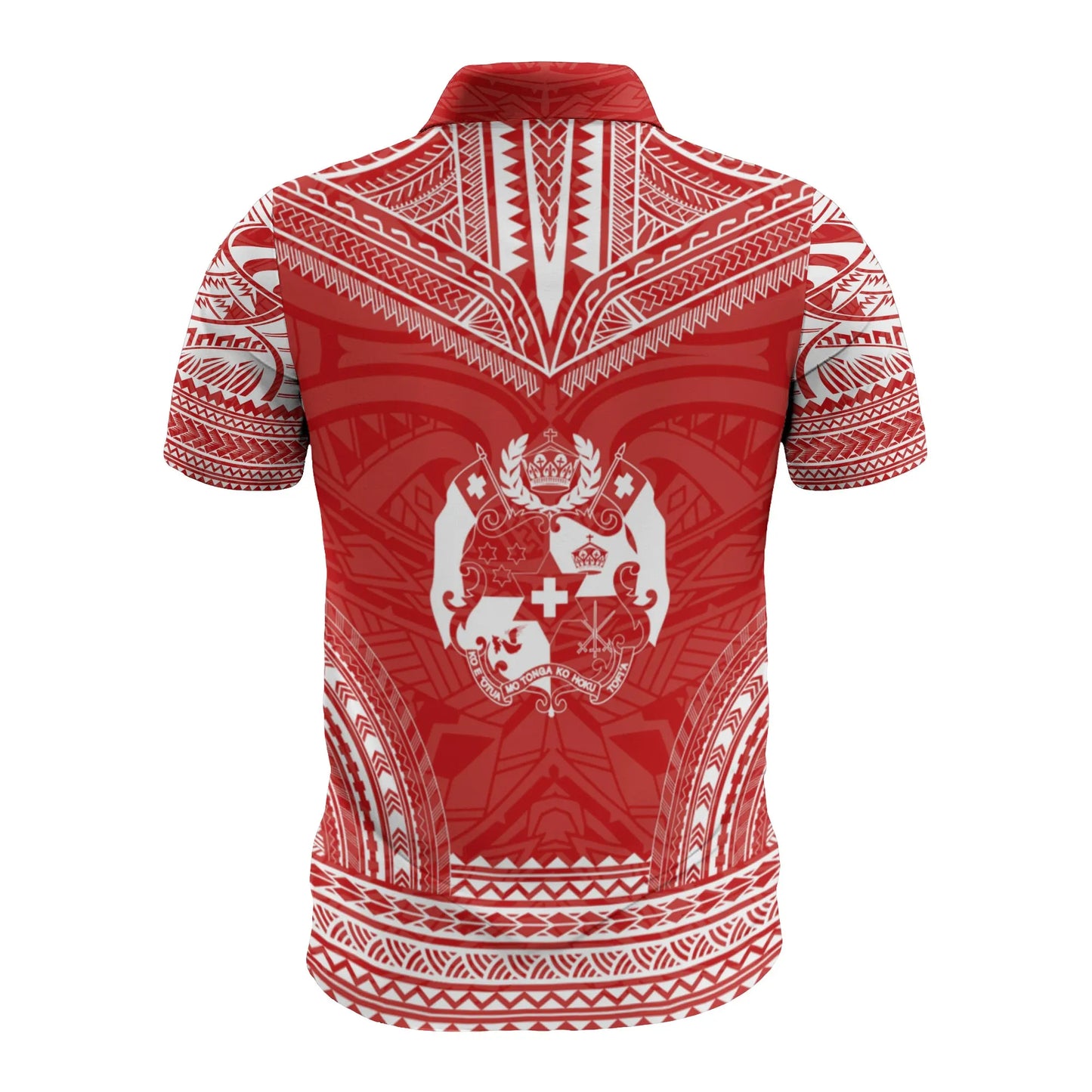 Tonga Custom Personalised Polo Shirt - Tonga Coat Of Arms Polynesian Chief Tattoo Red Version