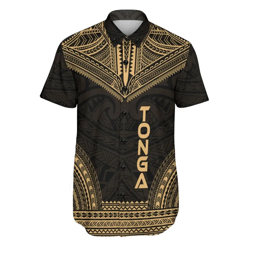 Tonga Polynesian Chief Short Sleeve Shirt - Gold Version