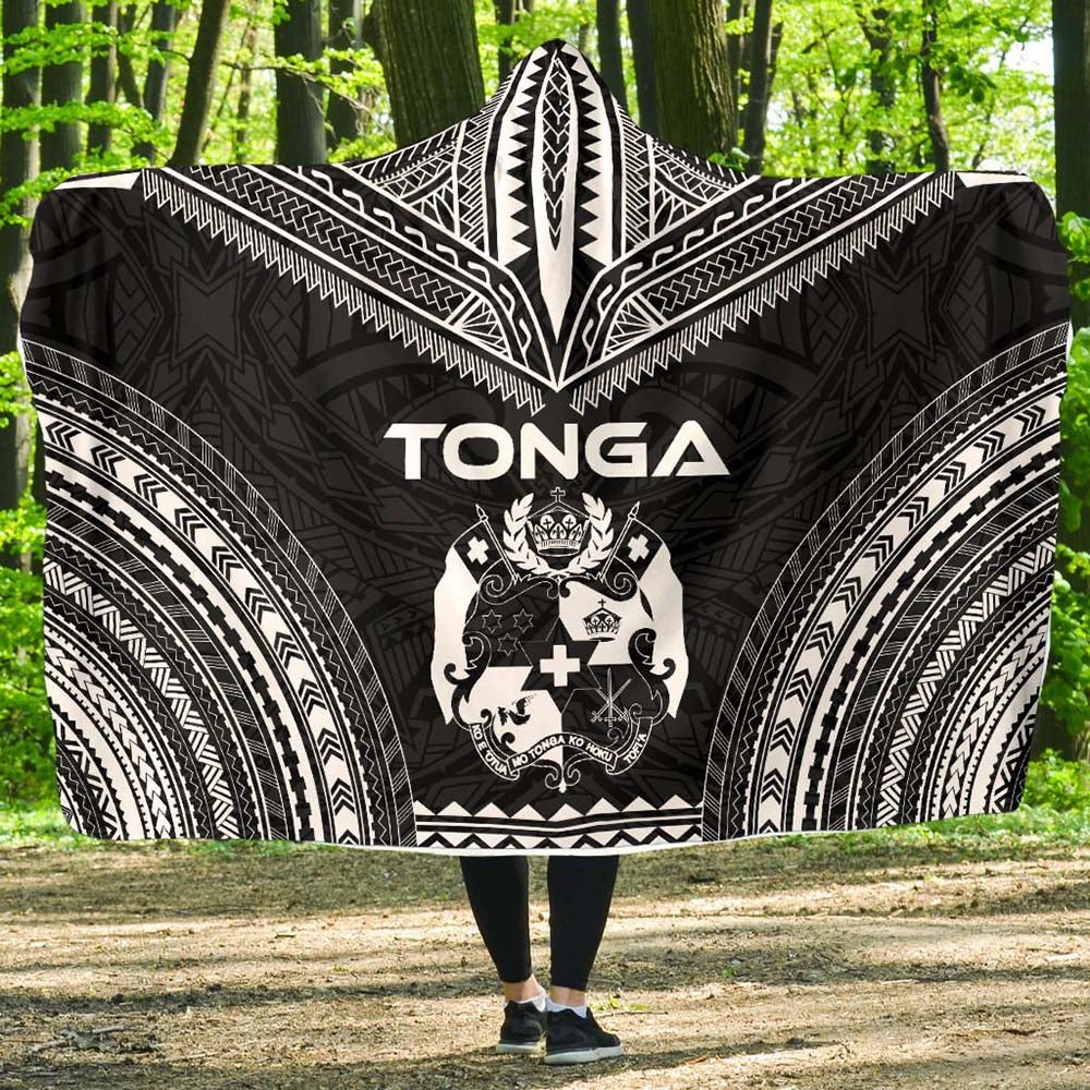 Tonga Polynesian Chief Hooded Blanket - Black Version