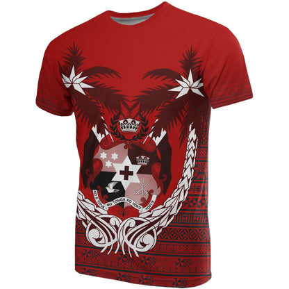 Tonga Polynesian T-Shirts - Tonga Coat Of Arms Coconut Tree