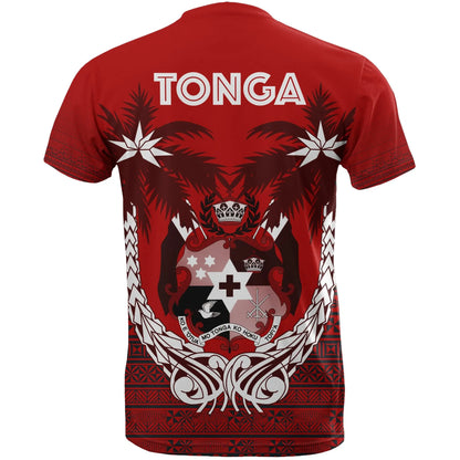 Tonga Polynesian T-Shirts - Tonga Coat Of Arms Coconut Tree