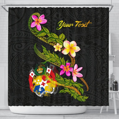 Tonga Polynesian Custom Persona Shower Curtain - Plumeria Tribal