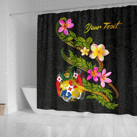 Tonga Polynesian Custom Persona Shower Curtain - Plumeria Tribal