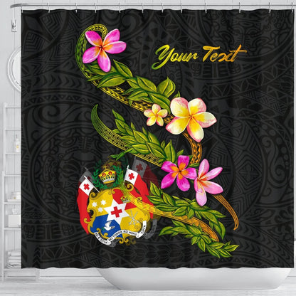 Tonga Polynesian Custom Persona Shower Curtain - Plumeria Tribal