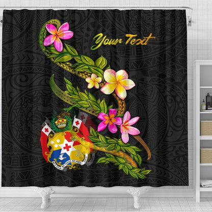 Tonga Polynesian Custom Persona Shower Curtain - Plumeria Tribal